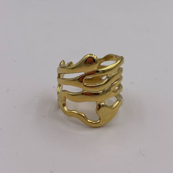Ring, NWOT, stainless gold coloured, adjustable size, organic, minimalist - Picture 3 of 17